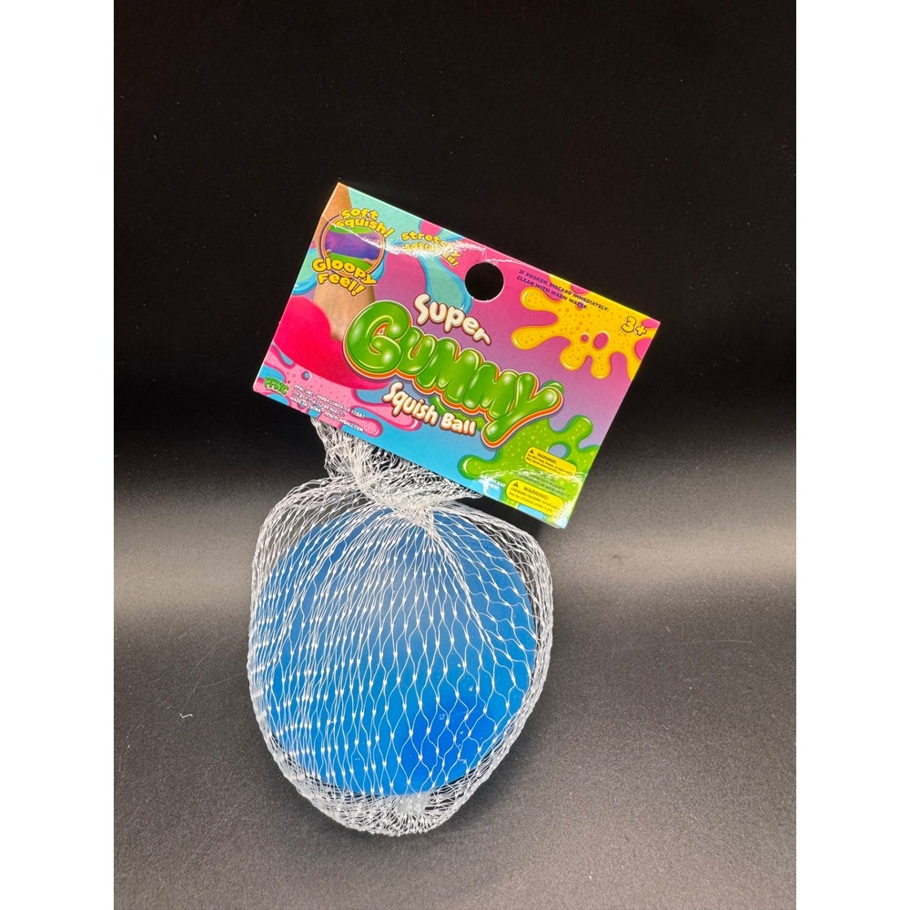 Super Gummy Squish Ball Blue Sensory Fidget Toy Soft Gloopy Feel Stretchy PPNC